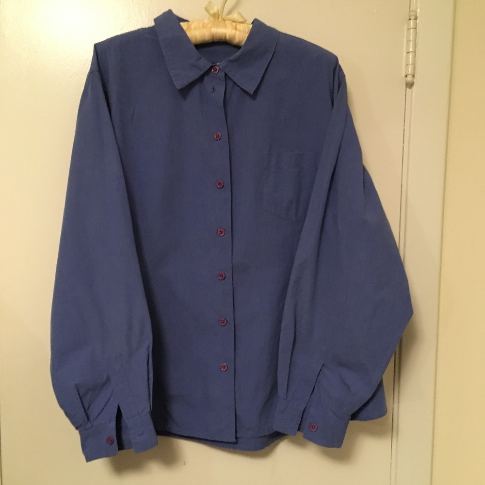 Venezia Jeans Blue Cotton Shirt Top Blouse, Button Down, Size 22/24